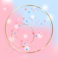 Light pink and blue vector background with gold rings.