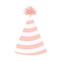 Light pink color silhouette party hat with diagonal lines decoratives