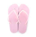 Light pink flip flops isolated on white. Beach accessory Royalty Free Stock Photo