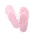 Light pink flip flops isolated on white. Beach accessory Royalty Free Stock Photo