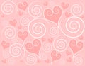 Light Pink Hearts Swirls Background