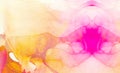 Light pink and orange alcohol ink abstract background. Flow liquid watercolor paint splash texture effect illustration for cards Royalty Free Stock Photo