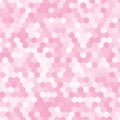 Light pink random hexagon mosaic tiles background.