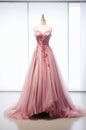 Light pink wedding dress on a mannequin. Royalty Free Stock Photo