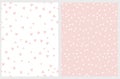 Set of 2 Hand Drawn Triangles Vector Patterns. Irregular Tiny Pink Triangles Design. Royalty Free Stock Photo