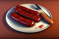 Light plate with delicious fried sausages - Generative AI