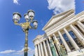 Light post in front of Macedonian archaeological museum