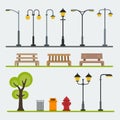 Light posts and outdoor elements for construction of landscapes