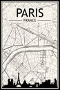 Panoramic city skyline poster with streets network of PARIS, FRANCE Royalty Free Stock Photo