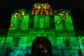 Light projections on Taronga Zoo entrance building. Vivid Sydney light festival