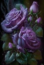 light purple color bunch of beautiful rose generative AI