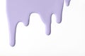 Light purple liquid drops of paint color flow down on isolated white background. Abstract violet backdrop Royalty Free Stock Photo