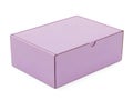 Light purple rectangular box with hinged lid on white background for packaging or storage Royalty Free Stock Photo