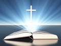 Light radiates from bible with cross Royalty Free Stock Photo