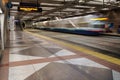 Light rail train in transit tunnel Royalty Free Stock Photo