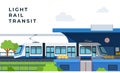 Light Rail Transit on day background. Vector Illustration.