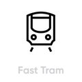 Light rail transit icon vector editable line. Fast Tram, LRT vector symbol Royalty Free Stock Photo