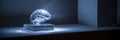 Light Ray Illuminates Brain Glass Model in Serene Studio Setting With Soft, Calm Lighting and a Minimalistic Background Royalty Free Stock Photo