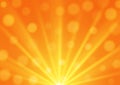 Vector Abstract Glistening Light Rays and Blurring Bokeh Blast in Orange and Yellow Gradient Background Royalty Free Stock Photo