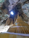 Light rays entering yathaypyan cave on stupa Royalty Free Stock Photo