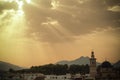 Light rays over the church