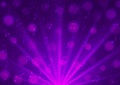 Vector Abstract Pink Music Notes, Light Rays and Bokeh in Dark Purple Background Royalty Free Stock Photo