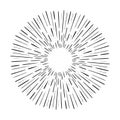 Light rays sunburst, hand drawn retro Sunbeam, grunge explosion element. Vintage linear radial design frame.