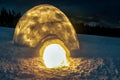 Light in real igloo Royalty Free Stock Photo