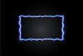 Light rectangle blue lightning png. Frame made of fire light effect. Luminous frame for Element for your design Royalty Free Stock Photo