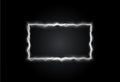 Light rectangle white lightning png. Frame made of fire light effect. Luminous frame for Element for your design Royalty Free Stock Photo