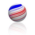 Light red and blue sphere on a white background