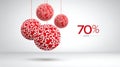 Light red bubble-like textured spheres hanging in the air, creating a vibrant Royalty Free Stock Photo