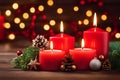 light of red candles casts a warm and inviting glow, creating a cozy ambiance that invites one to relax and unwind
