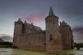 Light Red Sky At The Muiderslot Castle At Muiden The Netherlands 31-8-2021