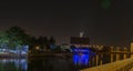 Light reflections on the creek in Lagos Nigeria at night. Royalty Free Stock Photo