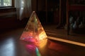 light refracting through artistic glass prism