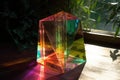 light refracting through artistic glass prism