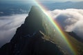 light refraction creating a brocken spectre on a mountain peak Royalty Free Stock Photo