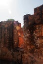 LIGHT REFRACTION ON CRUMBLING WALLS OF A FORT IN RUIN
