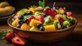 A light and refreshing fruit salad with a variety of fresh fruits created with Generative AI