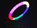 The light of the ring RGB lamp, a close-up shot. Ring lamp Royalty Free Stock Photo