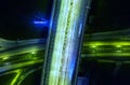 The light on the road roundabout at night and the city . Aerial view. Top view. Background scenic road Royalty Free Stock Photo