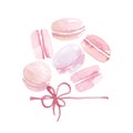 Light rosy color macaroons sweet cake.