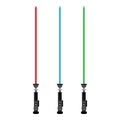 Light saber set red, blue, green star sword weapon futuristic fight war vector icon. Jedi hand scifi future color neon equipment