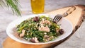 Light salad with agretti, a spring vegetable from Italy, tuna, black olives and olive oil for slimming and weight loss Royalty Free Stock Photo