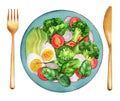 Light salad broccoli, tomatoes, radish, avocado and boiled eggs Royalty Free Stock Photo