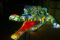 Light sculpture of large crocodile at Taronga Zoo. Vivid Sydney light festival