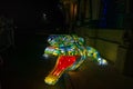 Light sculpture of large crocodile at Taronga Zoo. Vivid Sydney light festival