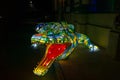 Light sculpture of large crocodile at Taronga Zoo. Vivid Sydney light festival