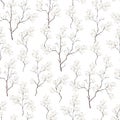 light seamless pattern of flower branches on a white background. Summer airy print for fabric and paper